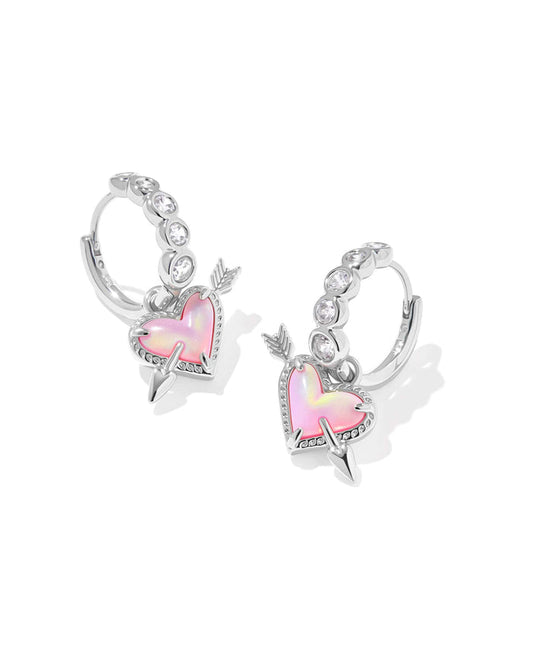 Kendra Scott Ari Heart Arrow Silver Huggie Earrings