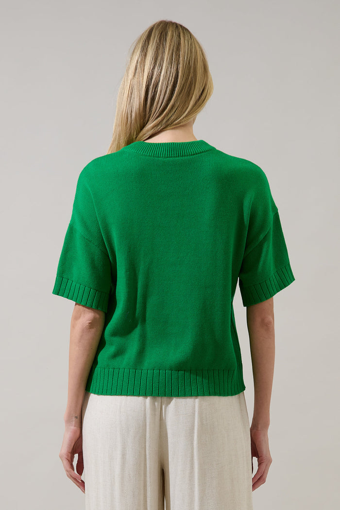 Ladybug Drop Shoulder Sweater Top