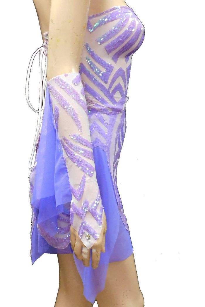 Lavender Purple Iridescent Sequins Goddess Nymph Fairy Dress Dance Festival