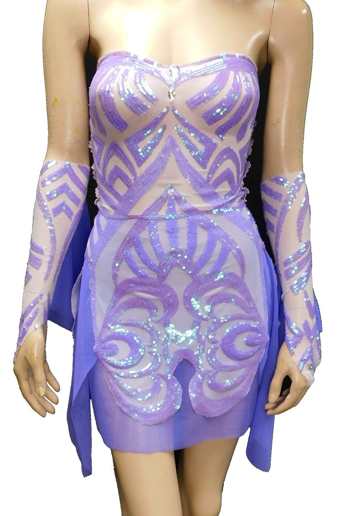 Lavender Purple Iridescent Sequins Goddess Nymph Fairy Dress Dance Festival