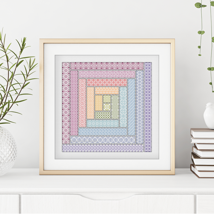Log Cabin Blackwork Blackwork Pattern by Peppermint Purple