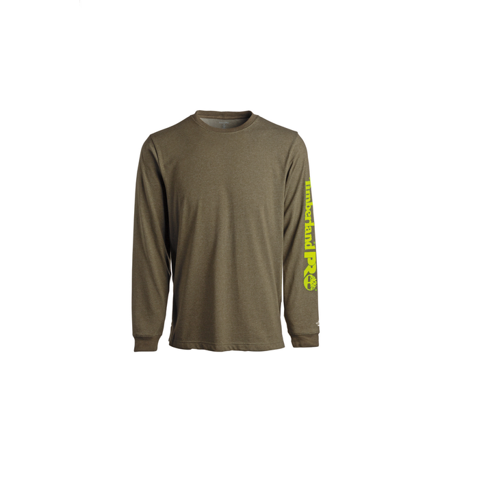 LONG SLEEVE BASE PLATE LOGO WICKING T-SHIRT - 369-Burnt Olive Heather | Timberland PRO TB0A1OZ8