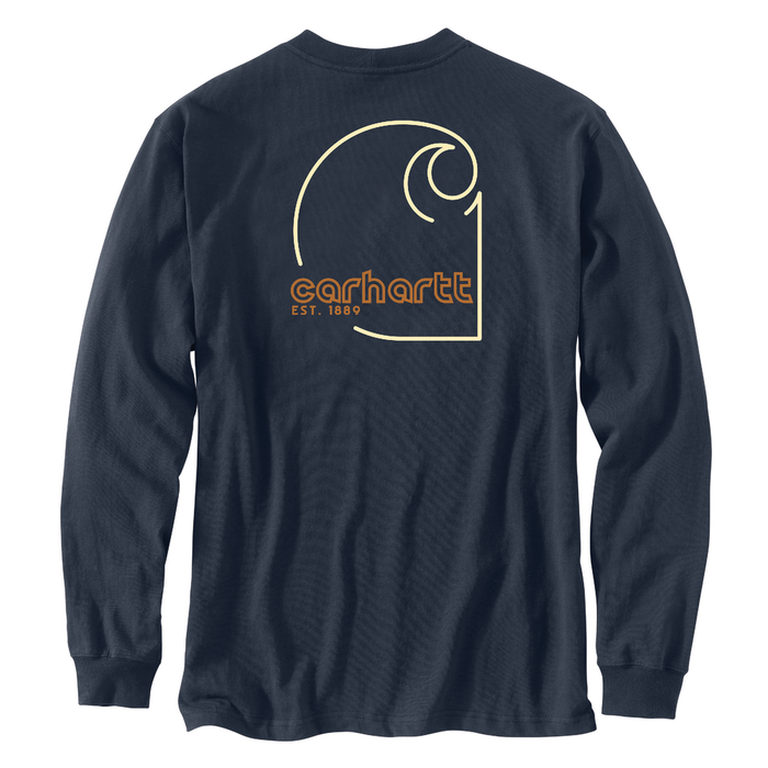 Loose Fit Heavyweight Long-Sleeve Pocket C Graphic T-Shirt - NVY-Navy | Carhartt 106496