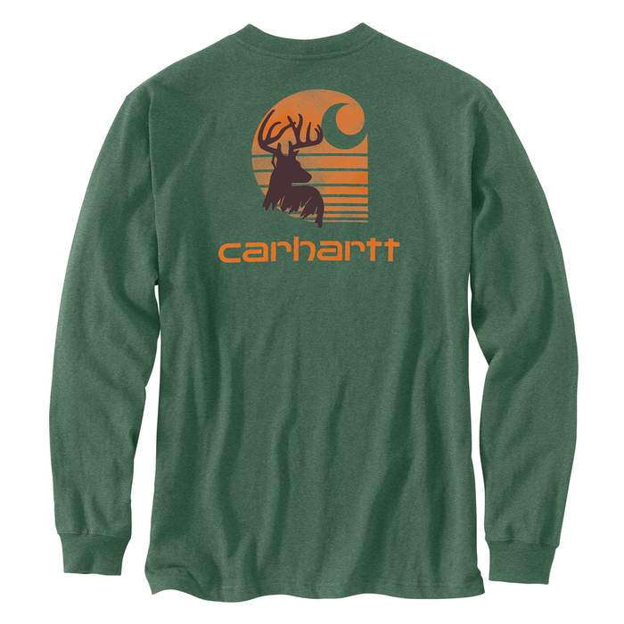 Loose Fit Heavyweight Long-Sleeve Pocket Deer Graphic T-Shirt - GI0-Frosted Balsam Heather | Carhartt 106365