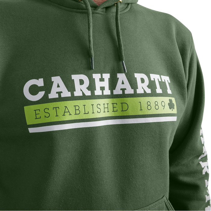 Loose Fit Midweight Hooded Shamrock Graphic Sweatshirt - GI5-Forestry Green | Carhartt 106751