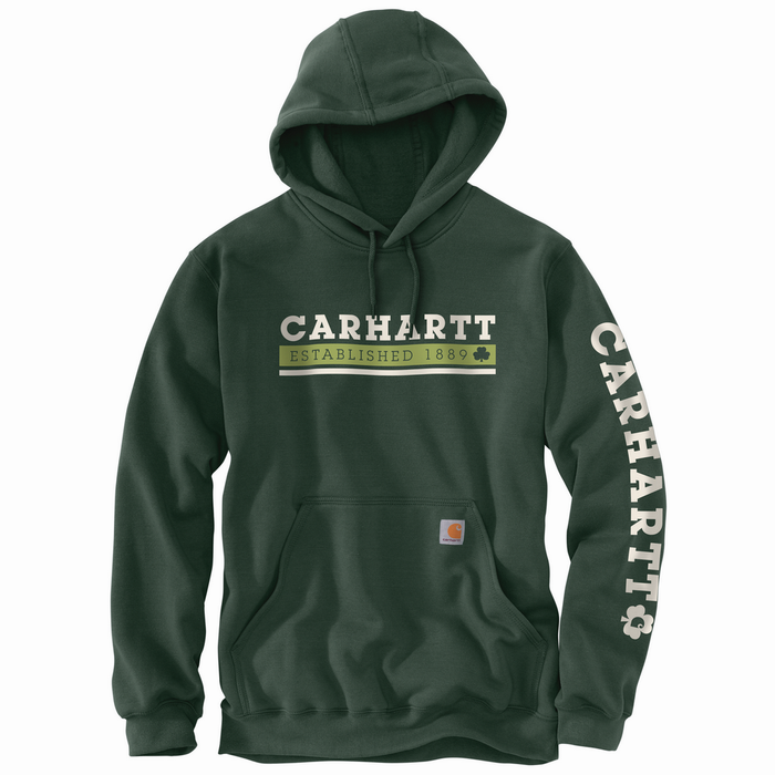 Loose Fit Midweight Hooded Shamrock Graphic Sweatshirt - GI5-Forestry Green | Carhartt 106751
