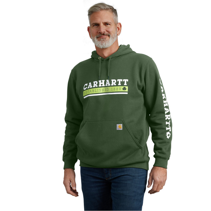 Loose Fit Midweight Hooded Shamrock Graphic Sweatshirt - GI5-Forestry Green | Carhartt 106751