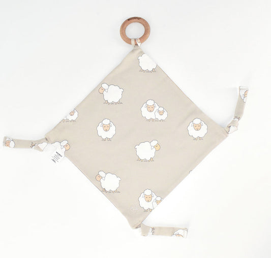 Lovey, Merino Wool and Organic Cotton with Removable Teething Ring, Sheep