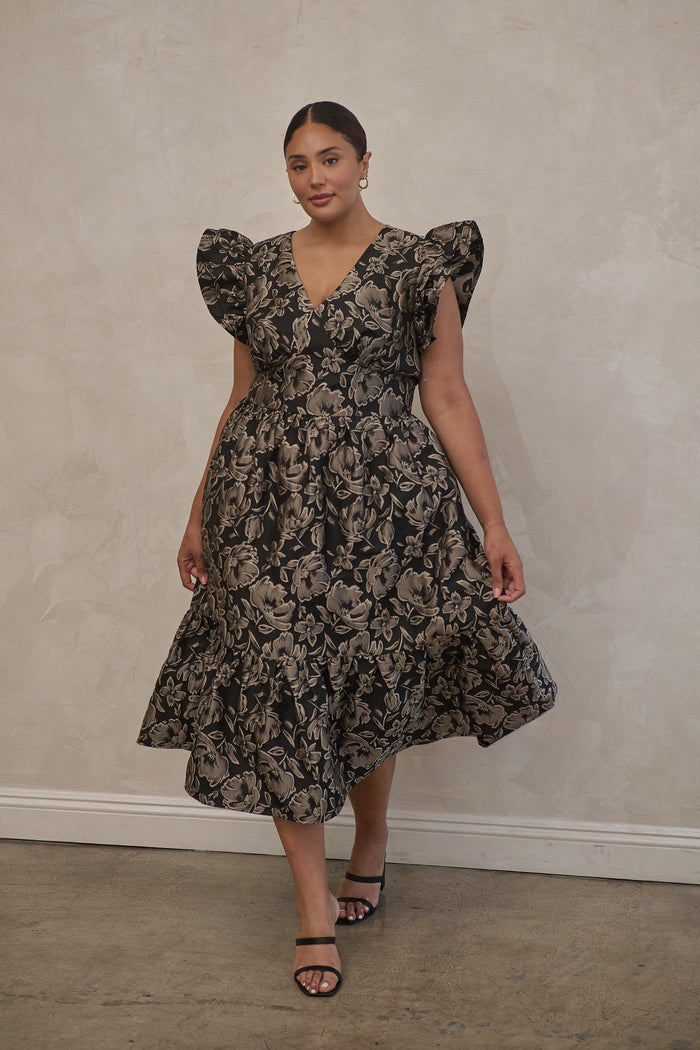 Lyla Jacquard Zayla Midi Dress Curve