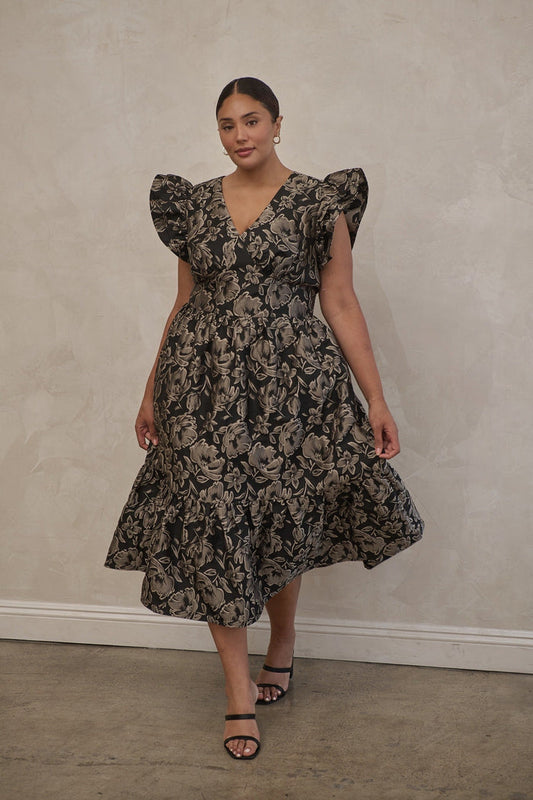 Lyla Jacquard Zayla Midi Dress Curve
