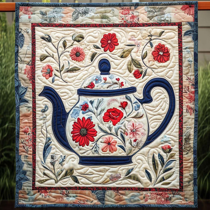 Machteld - Vatteret tæppe Charme i Håndværksmæssig Form af Teapot Botanisk