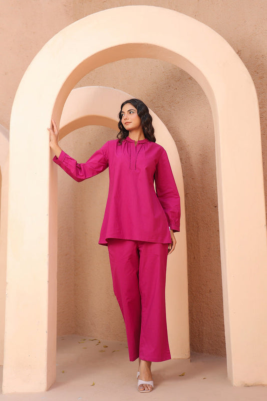 Magenta Pink Cotton Co-ord Set
