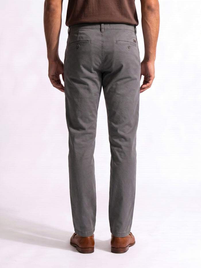 Men's Dark Grey Cotton Lycra Slim Fit Pant