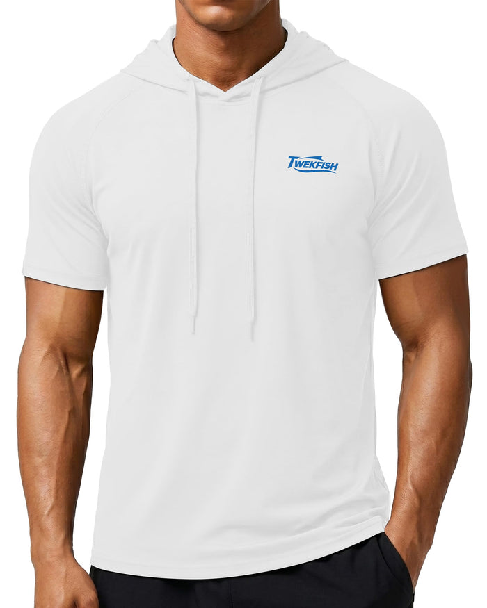 Men's Workout Short Sleeve Hoodie, Lightweight Athletic Gym Running Shirts, Quick Dry Muscle Fit Hooded Sweatshirt