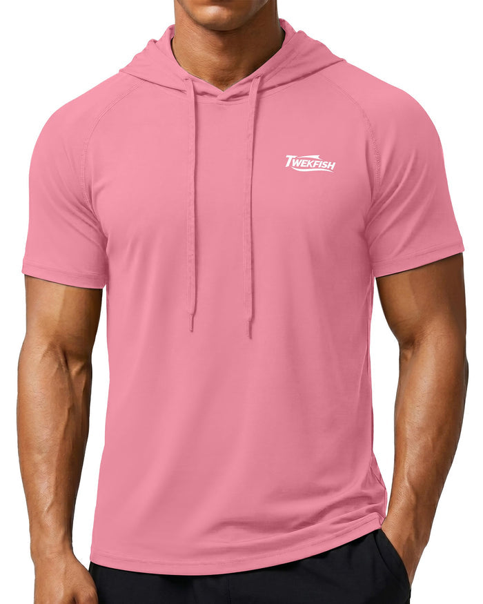 Men's Workout Short Sleeve Hoodie, Lightweight Athletic Gym Running Shirts, Quick Dry Muscle Fit Hooded Sweatshirt