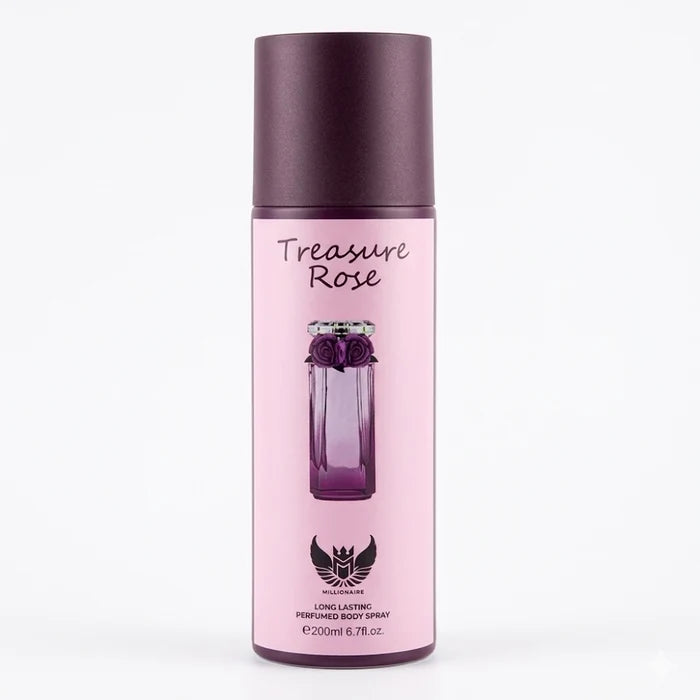 Millionaire Treasure Rose Long Lasting Perfumed Body Spray for Women - 200ml -Affordable fragrance dupe