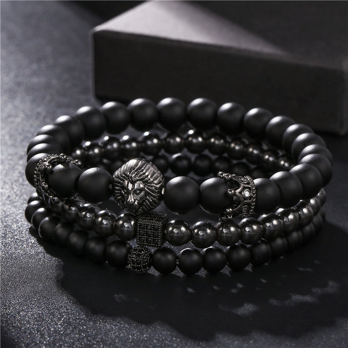 MJ166 - Beaded Black Men's Fashion Bracelet