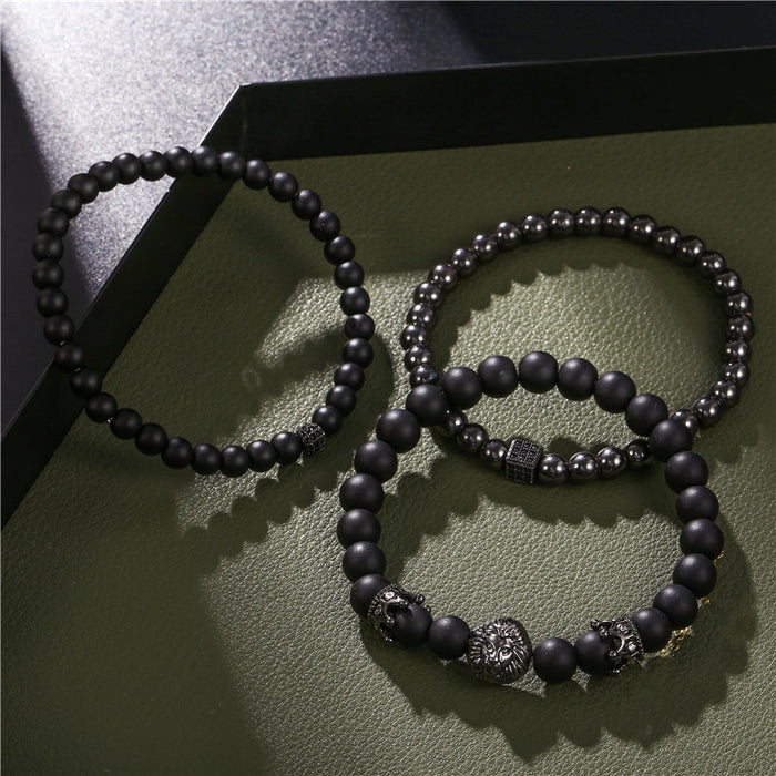 MJ166 - Beaded Black Men's Fashion Bracelet