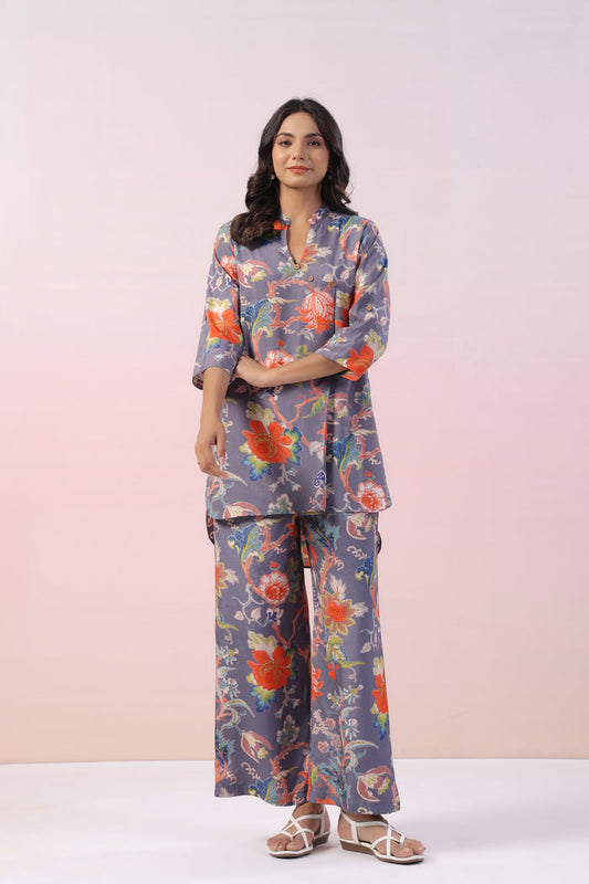 Odoko Floral Russian Silk Co-ord Set