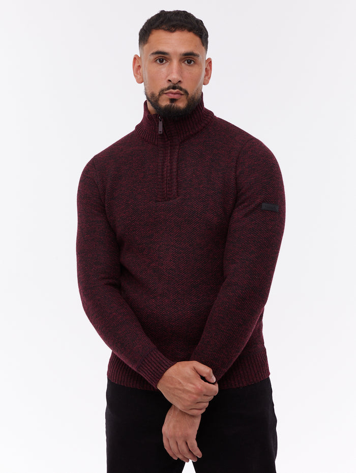 Palacio Red Knit 1/4 Zips Check Lining 7 Gauge Shot 1