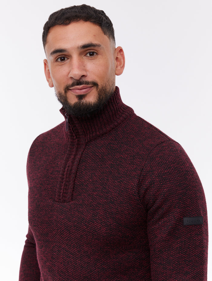 Palacio Red Knit 1/4 Zips Check Lining 7 Gauge Shot 2