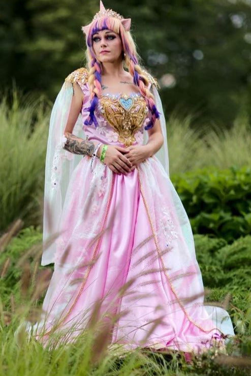 Pastel Crystal Princess Medieval Renaissance Ball Gown Dress Skirt with Corset