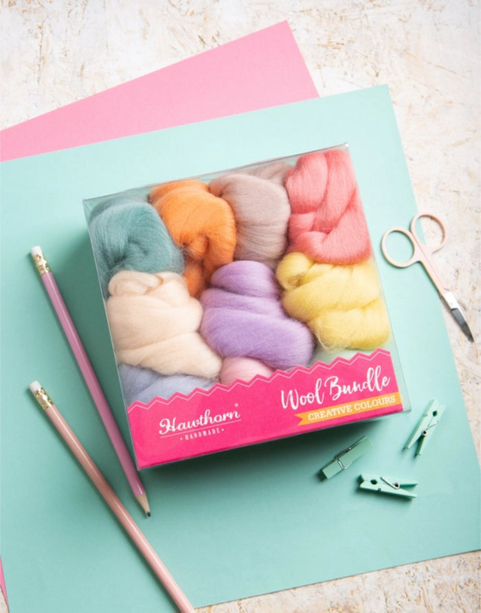 Pastels Wool Bundle for Felting and Fibre Crafts, Hawthorn Handmade