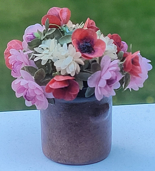 Peonies in Pottery Crock