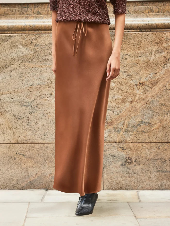 Petite Copper Satin Skirt