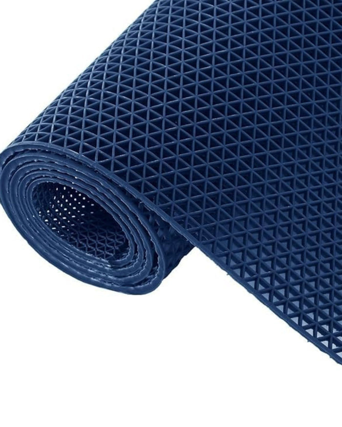 Rolled blue anti-slip PVC floor mat edge with raised diamond grid
