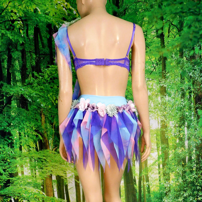Purple Holographic Pastel Rainbow Flower Fairy Bra and Bottom