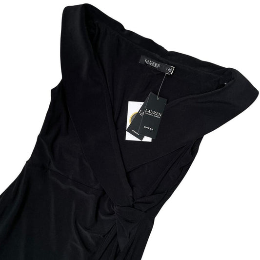 Ralph Lauren Black Jersey Off-The Shoulder Evening Gown Dress