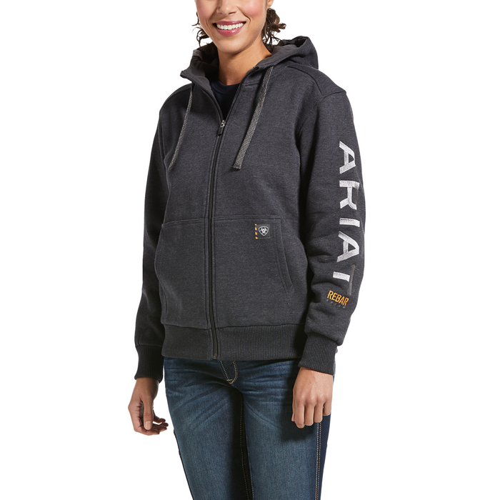 REBAR ALL-WEATHER FULL ZIP HOODIE - 010-Charcoal | Ariat 10032910