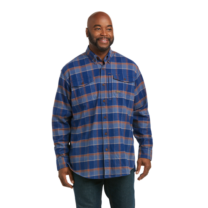 REBAR FLANNEL DURASTRETCH LONG-SLEEVE SHIRT - 400-Blue | Ariat 10037409