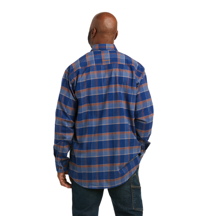 REBAR FLANNEL DURASTRETCH LONG-SLEEVE SHIRT - 400-Blue | Ariat 10037409