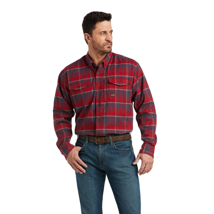 REBAR FLANNEL DURASTRETCH LONG-SLEEVE WORK SHIRT - 600-Red | Ariat 10037410