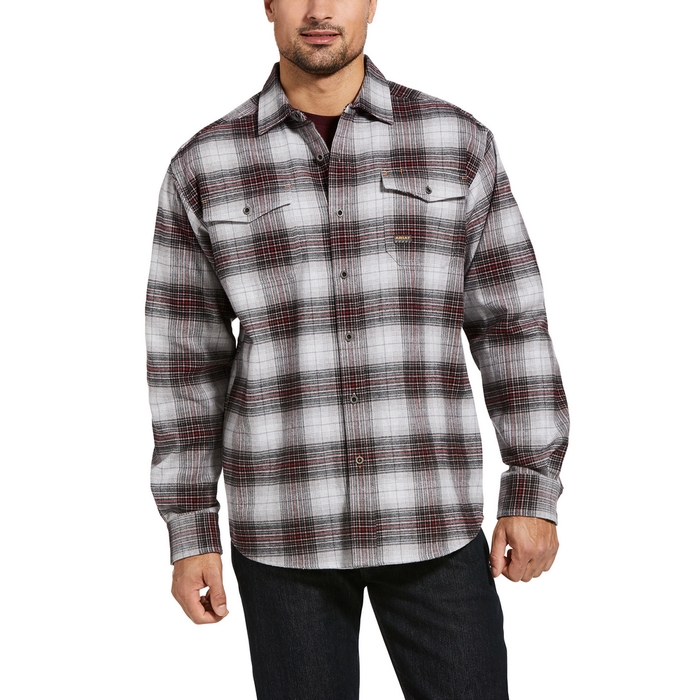 REBAR HEAVYWEIGHT FLANNEL SHIRT - 011-Heather Grey | Ariat 10033000