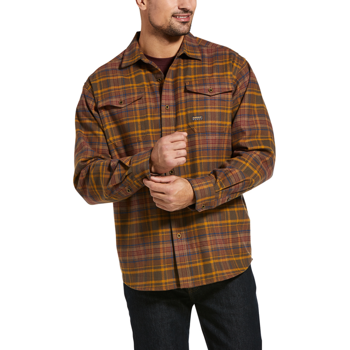REBAR HEAVYWEIGHT FLANNEL WORK SHIRT - 200-Brown | Ariat 10032999