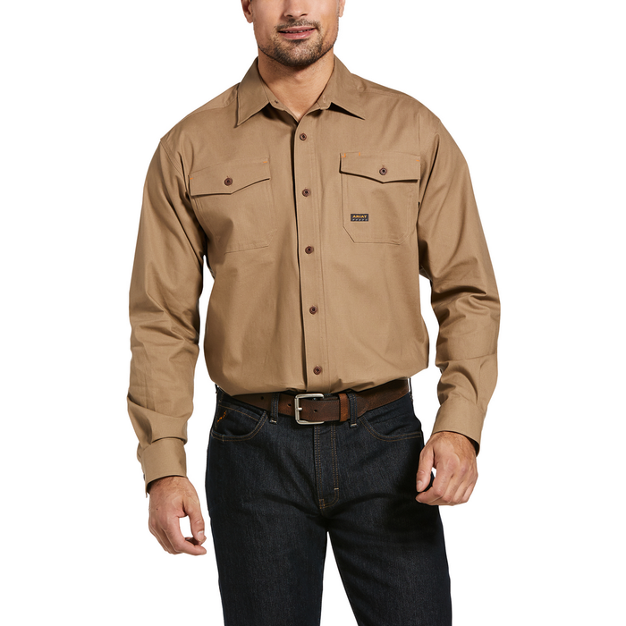 REBAR MADE TOUGH DURASTRETCH LONG-SLEEVE WORK SHIRT - 250-Beige/Khaki | Ariat 10032998