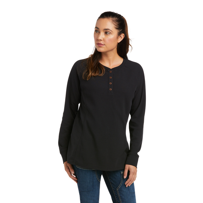 REBAR THERMAL LONG-SLEEVE HENLEY TOP - 001-Black | Ariat 10037504