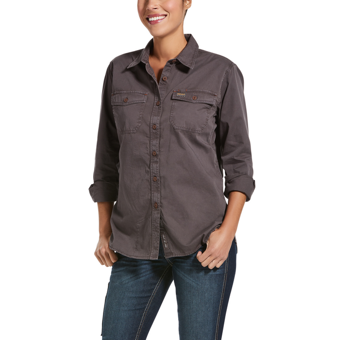 REBAR WASHED TWILL LONG-SLEEVE SHIRT - 020-Gray | Ariat 10032884