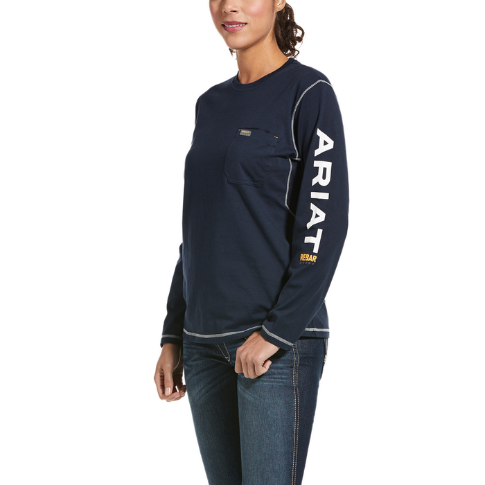 REBAR WORKWOMAN LOGO LONG-SLEEVE T-SHIRT - 410-Navy | Ariat 10032908