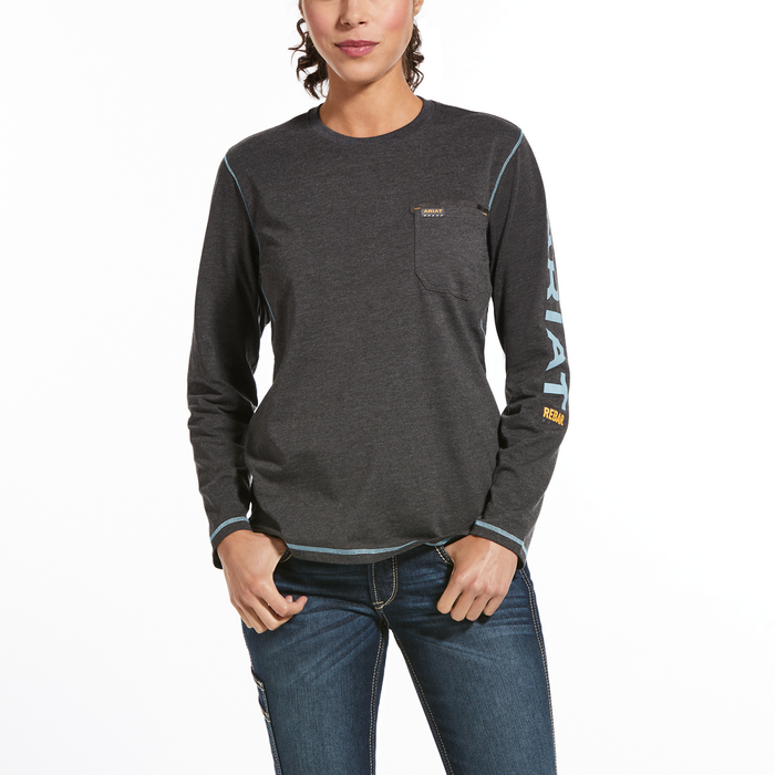 REBAR WORKWOMAN LOGO LONG-SLEEVE TEE - 011-Heather Grey | Ariat 10032907