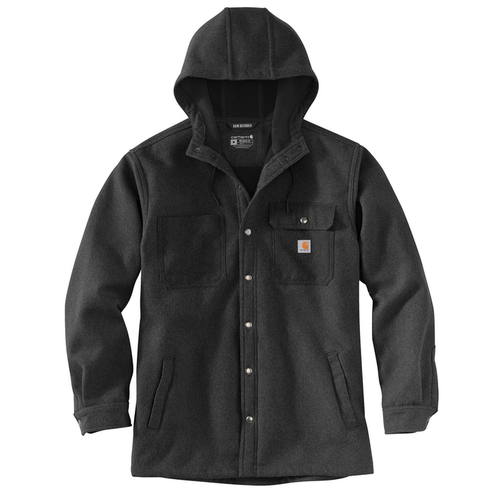 RELAXED FIT HEAVYWEIGHT HOODED SHIRT JAC - BKH-Black Heather | Carhartt 105022