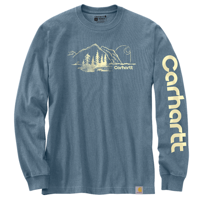 Relaxed Fit Heavyweight Long-Sleeve Mountain Graphic T-Shirt - HH5-Thundercloud Heather | Carhartt 106361