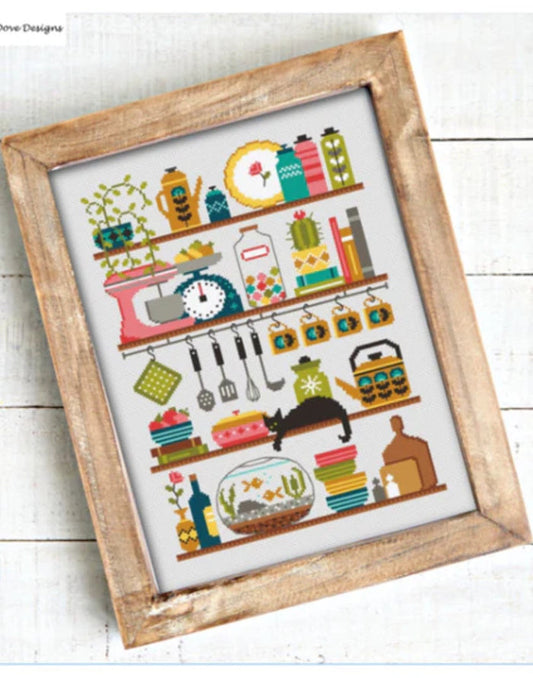 Retro Kitchen Cross Stitch Kit, Little Dove Designs