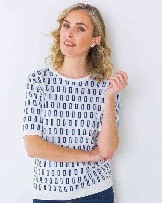 Rosa Patterned Short Sleeve Pure Cotton Top - Image 1 - The Classic Boutique