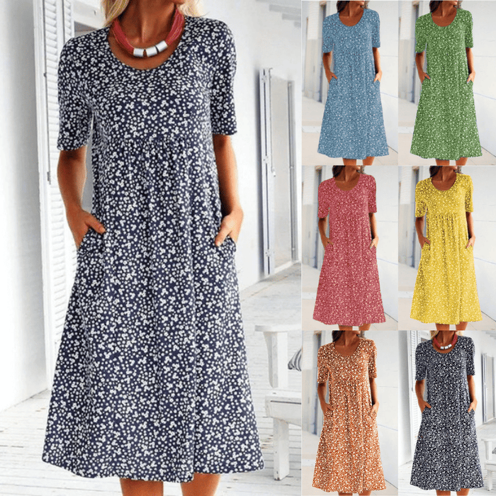 Sabrina - Round Neck Floral Dress