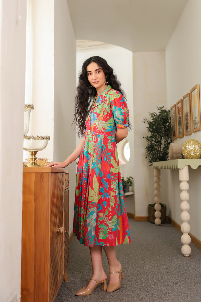 Scarlet Tropics Cotton Dress