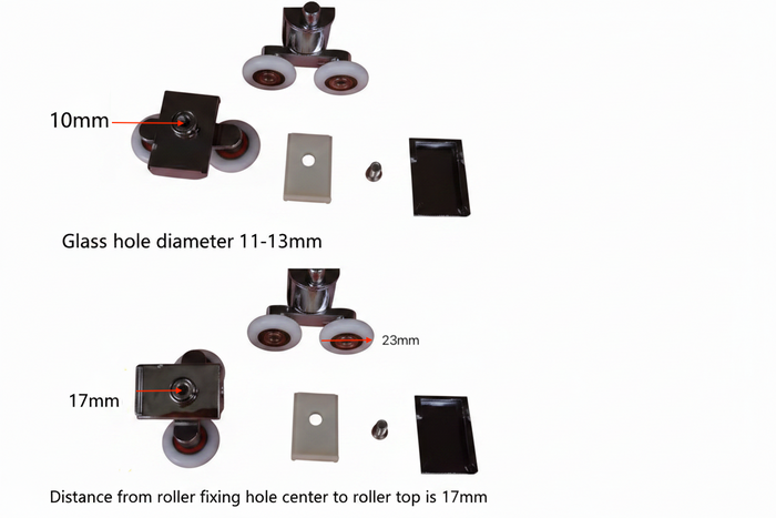 Shower Door Roller - Double Bottom/Top 23mm